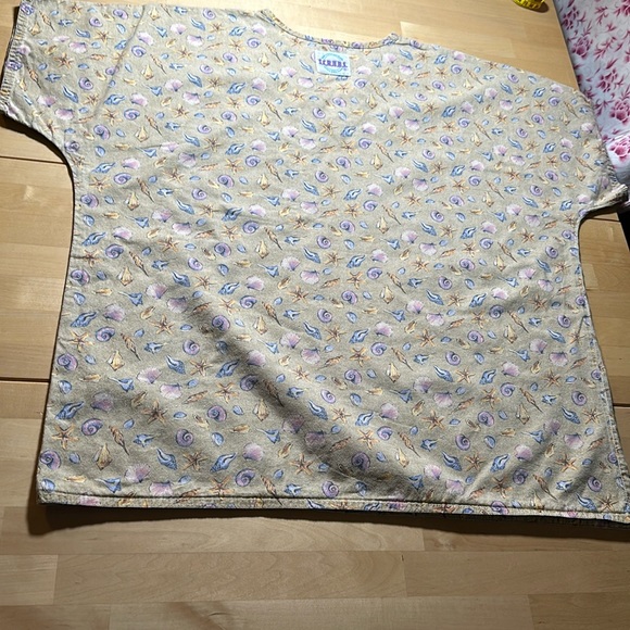 S.C.R.U.B.S. Tan Shells Ocean Patterned Scrub Top - Picture 3 of 5